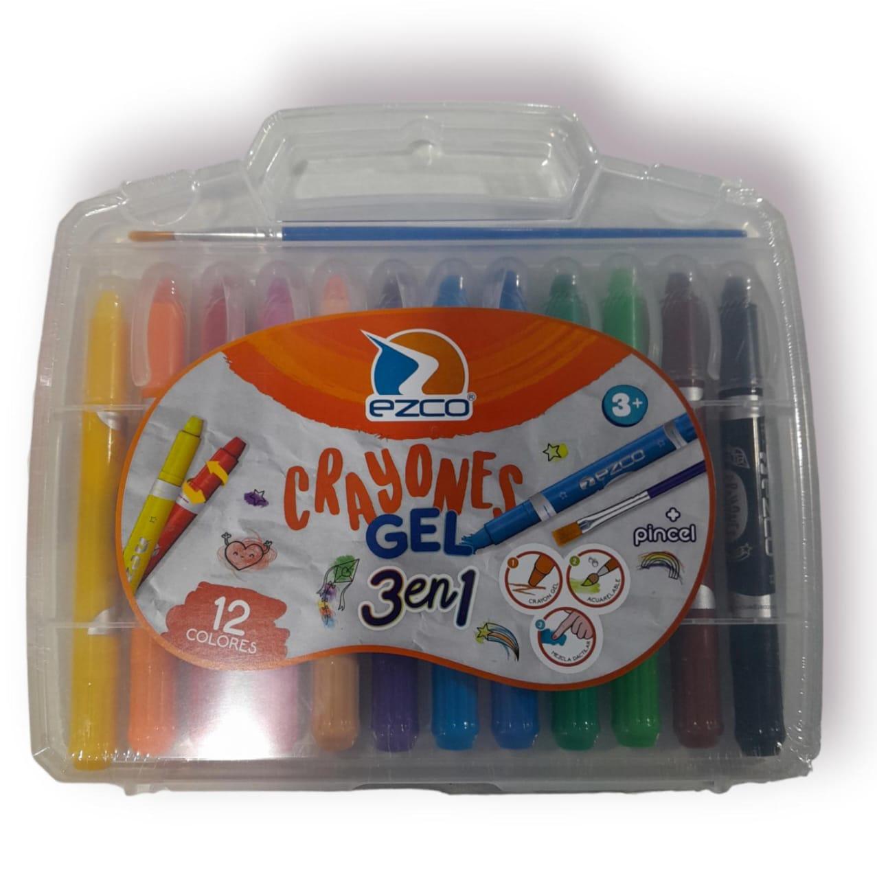CRAYONES DE GEL ACUARELABLES X 12 UNIDADES EN VALIJA EZCO