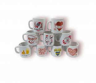 TAZA CERAMICA CON ASA ESTAMPADA 250ML