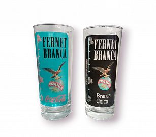 VASO FERNETERO CON ESTAMPA DE FERNET BRANCA - VIDRIO- 9X20CM
